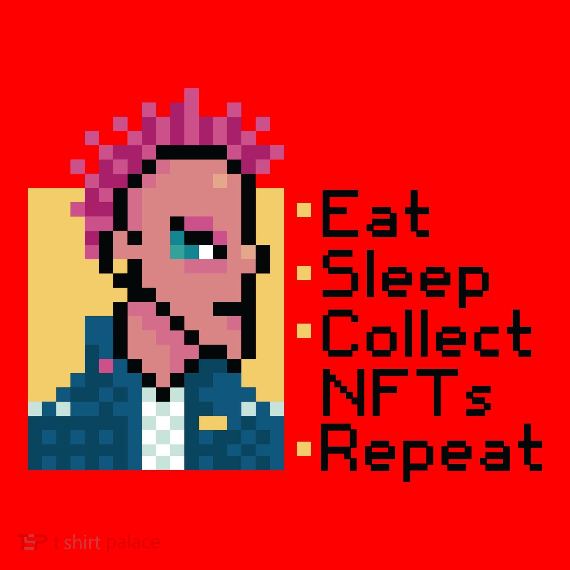 Eat Sleep Collect Nfts Repeat Pixel Santa Hat