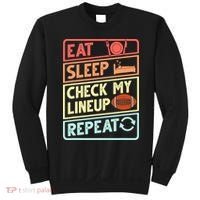 Eat Sleep Check My Lineup Repeat Retro Fantasy Football Sweatshirt thumb 0
