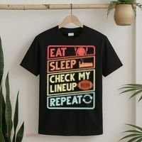 Eat Sleep Check My Lineup Repeat Retro Fantasy Football T-Shirt thumb 2