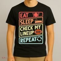 Eat Sleep Check My Lineup Repeat Retro Fantasy Football T-Shirt thumb 3