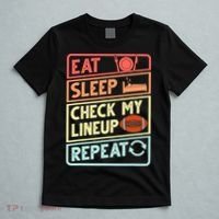 Eat Sleep Check My Lineup Repeat Retro Fantasy Football T-Shirt thumb 5