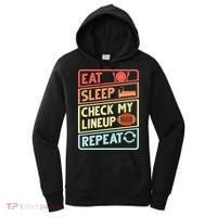 Eat Sleep Check My Lineup Repeat Retro Fantasy Football Women's Hoodie thumb 0