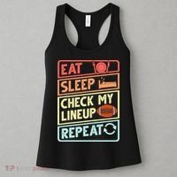 Eat Sleep Check My Lineup Repeat Retro Fantasy Football Women's Tank Top thumb 3