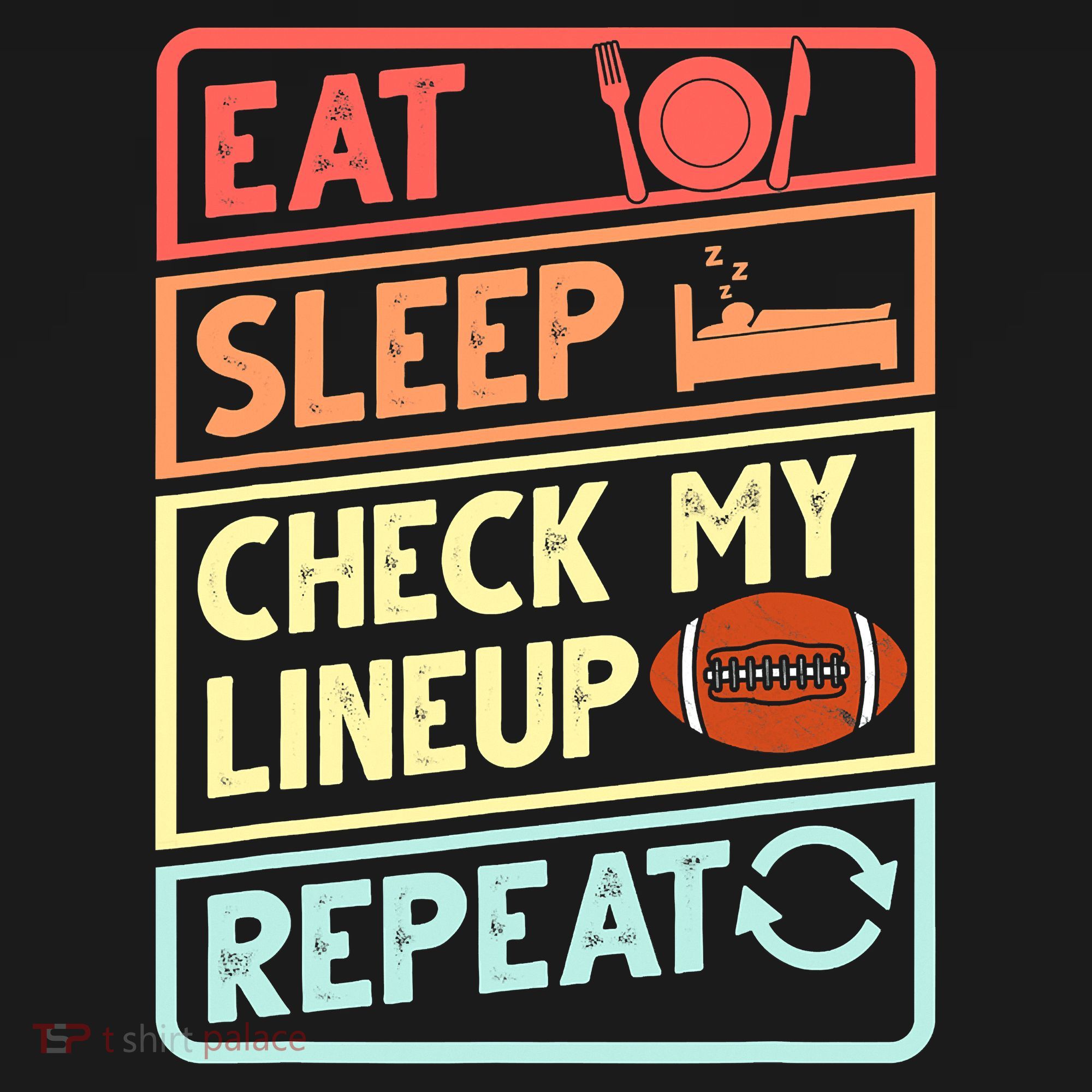 Eat Sleep Check My Lineup Repeat Retro Fantasy Football Baby Bodysuit