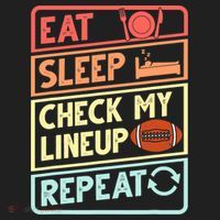 Eat Sleep Check My Lineup Repeat Retro Fantasy Football Hat thumb 2