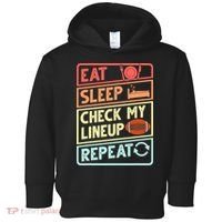 Eat Sleep Check My Lineup Repeat Retro Fantasy Football Toddler Hoodie thumb 0