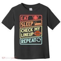 Eat Sleep Check My Lineup Repeat Retro Fantasy Football Toddler T-Shirt thumb 0