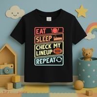 Eat Sleep Check My Lineup Repeat Retro Fantasy Football Toddler T-Shirt thumb 3