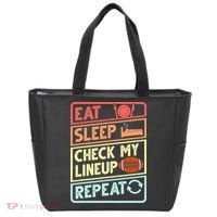 Eat Sleep Check My Lineup Repeat Retro Fantasy Football Tote Bag thumb 0