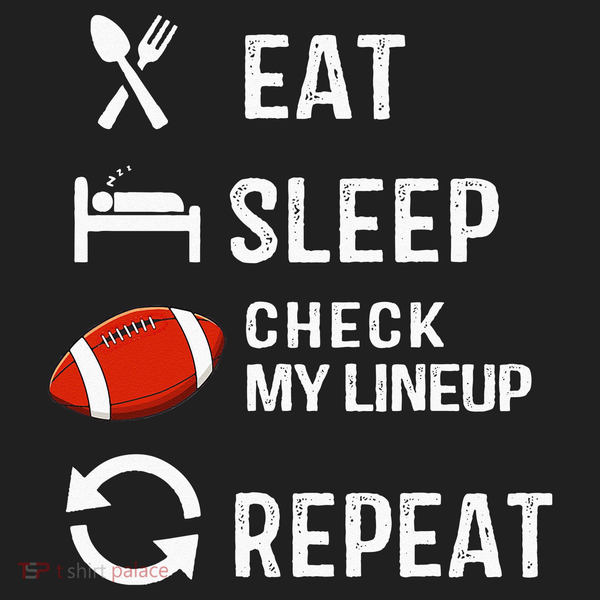 Eat Sleep Check My Lineup Repeat Retro Fantasy Football Beanie