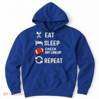 Eat Sleep Check My Lineup Repeat Retro Fantasy Football Hoodie thumb 0