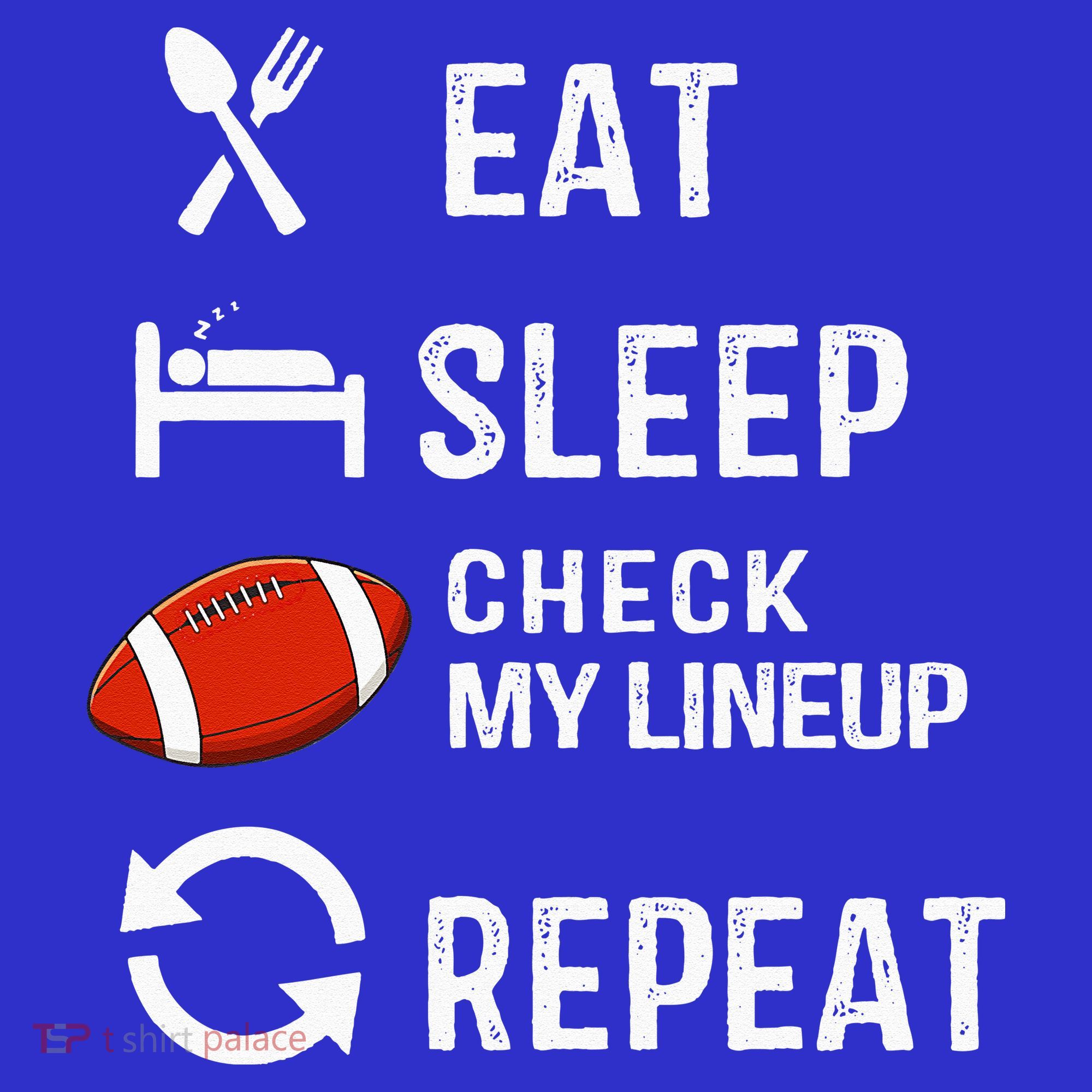 Eat Sleep Check My Lineup Repeat Retro Fantasy Football Long Sleeve Shirt