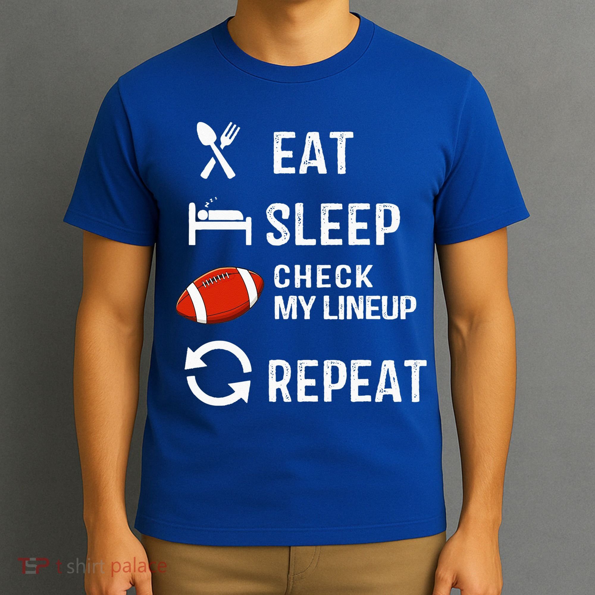 Eat Sleep Check My Lineup Repeat Retro Fantasy Football T-Shirt