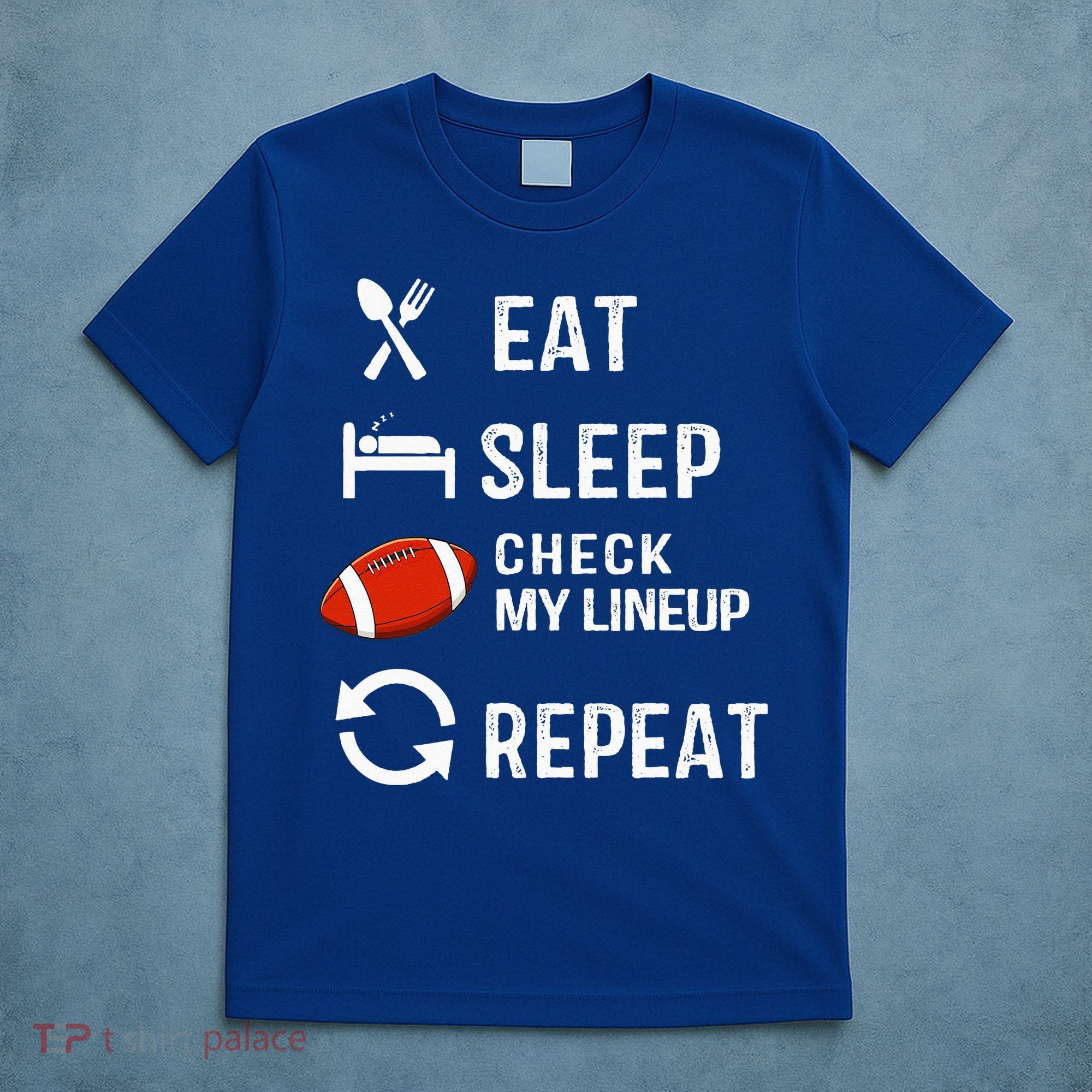 Eat Sleep Check My Lineup Repeat Retro Fantasy Football T-Shirt