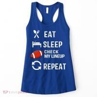 Eat Sleep Check My Lineup Repeat Retro Fantasy Football Women's Tank Top thumb 0
