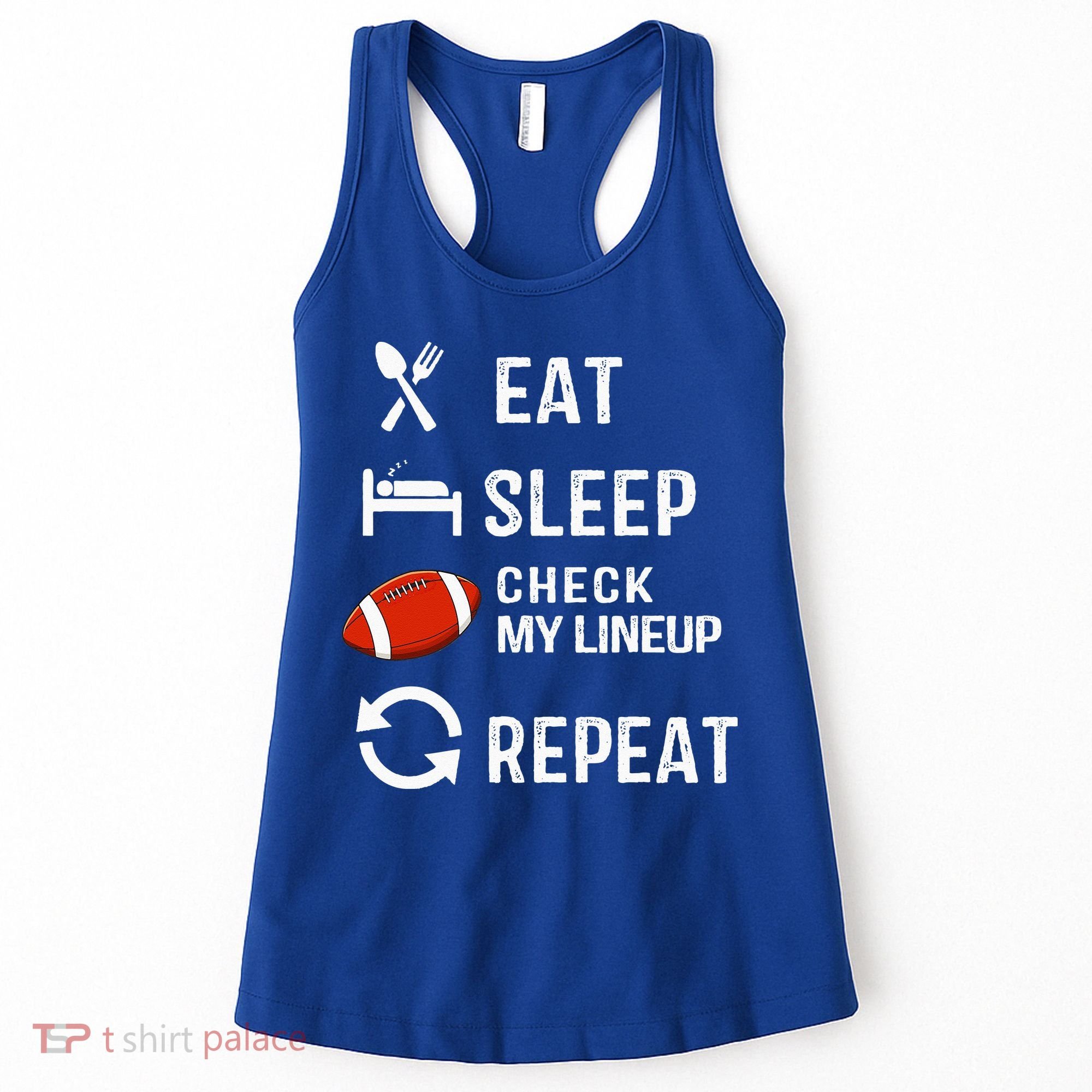 Eat Sleep Check My Lineup Repeat Retro Fantasy Football Women's Tank Top