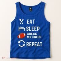 Eat Sleep Check My Lineup Repeat Retro Fantasy Football Tank Top thumb 2