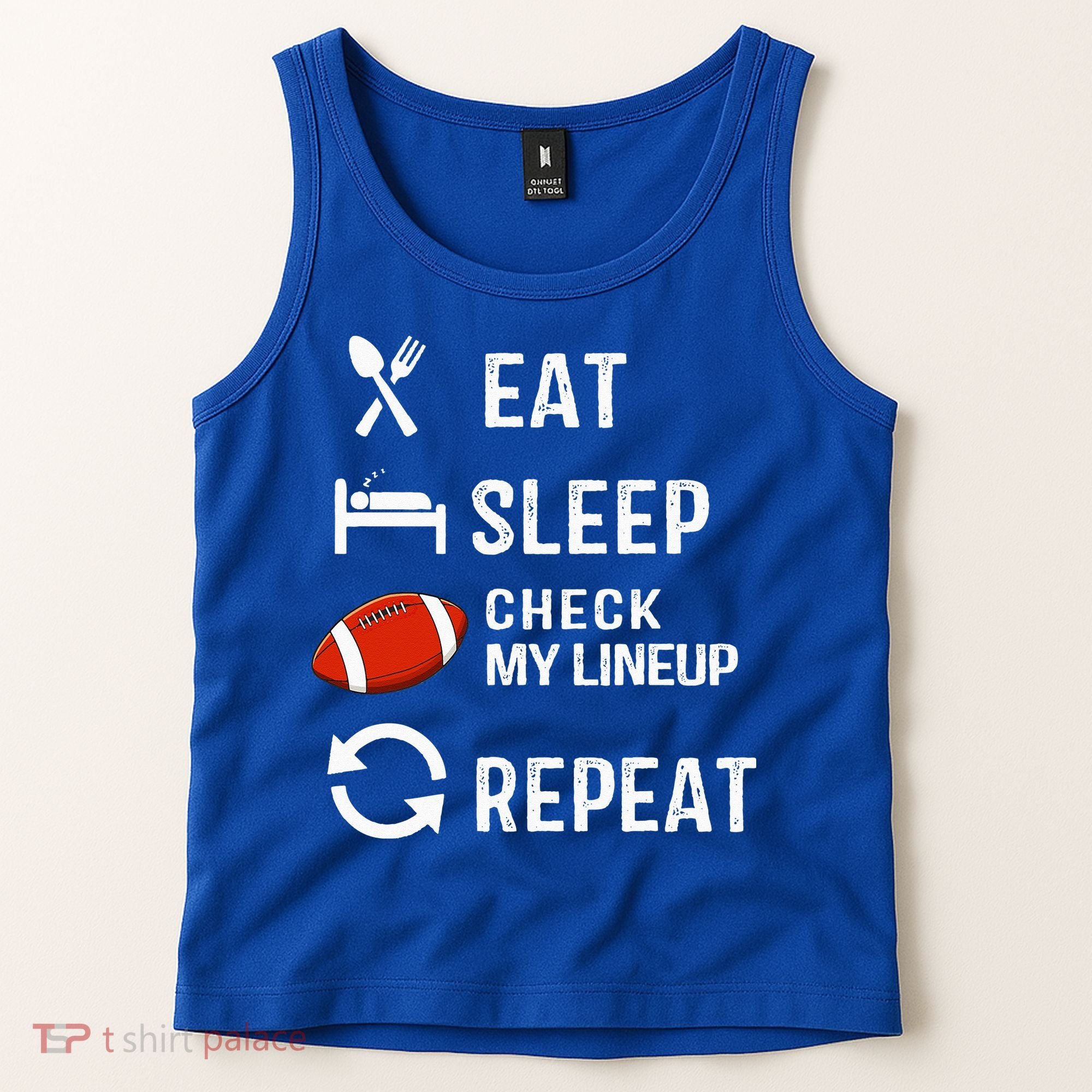 Eat Sleep Check My Lineup Repeat Retro Fantasy Football Tank Top