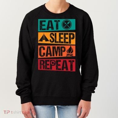 Eat Sleep Camp Repeat Funny Camping Vintage Retro Women's Sweatshirt