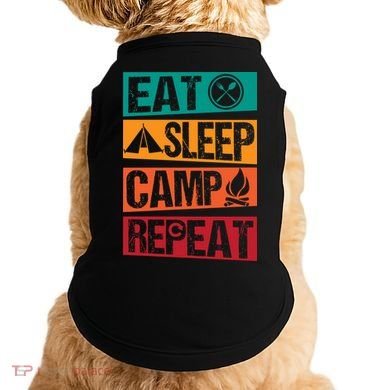 Eat Sleep Camp Repeat Funny Camping Vintage Retro Doggie Tank