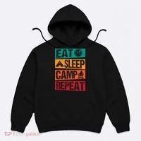 Eat Sleep Camp Repeat Funny Camping Vintage Retro Hoodie thumb 0