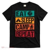 Eat Sleep Camp Repeat Funny Camping Vintage Retro T-Shirt thumb 0