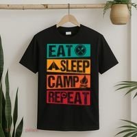 Eat Sleep Camp Repeat Funny Camping Vintage Retro T-Shirt thumb 2