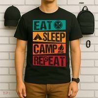 Eat Sleep Camp Repeat Funny Camping Vintage Retro T-Shirt thumb 6