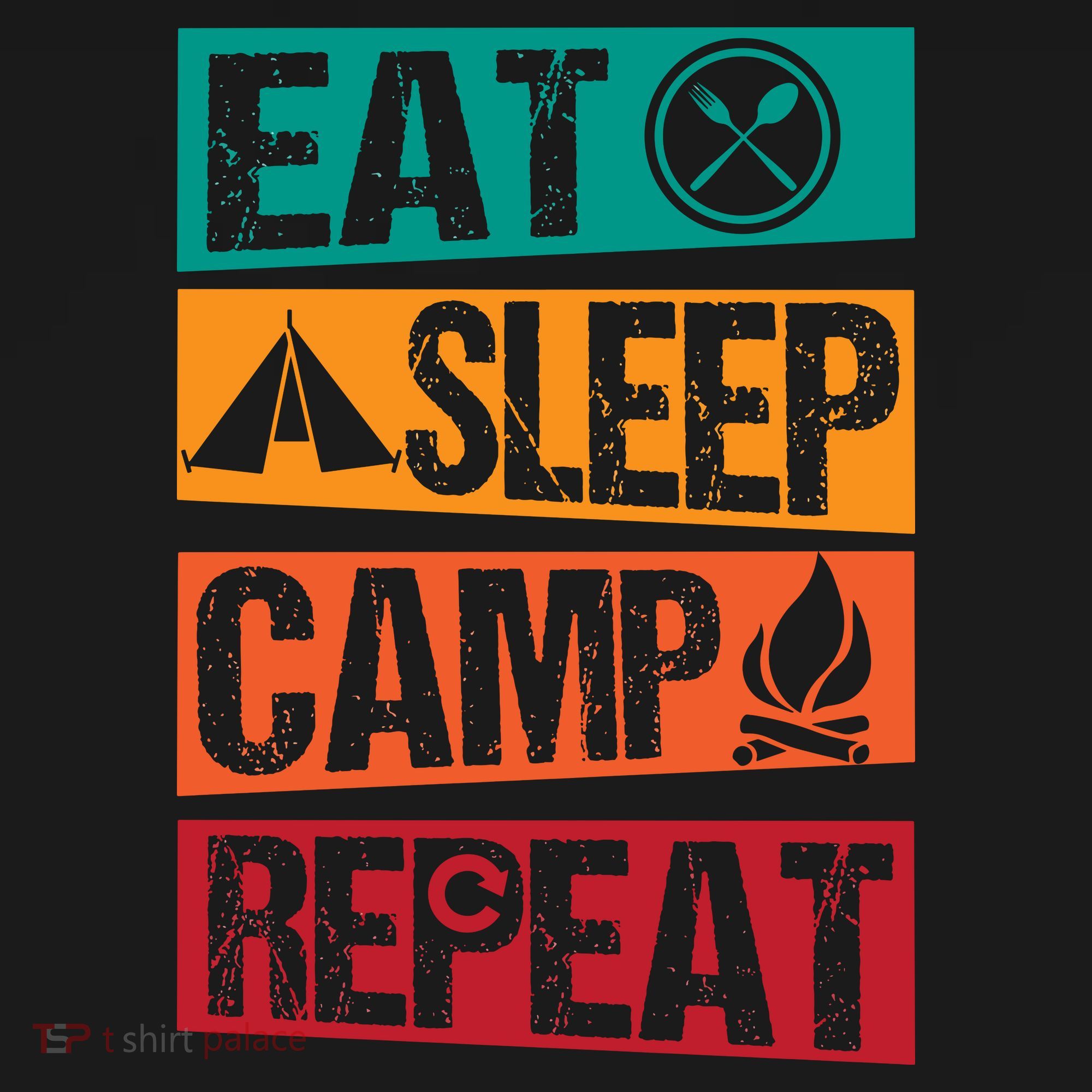 Eat Sleep Camp Repeat Funny Camping Vintage Retro T-Shirt