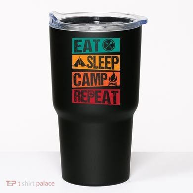 Eat Sleep Camp Repeat Funny Camping Vintage Retro Tumbler