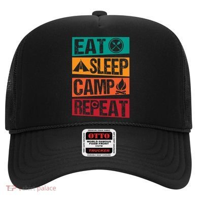 Eat Sleep Camp Repeat Funny Camping Vintage Retro Hat