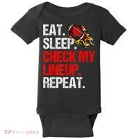 Eat Sleep Check My Lineup Repeat Fantasy Football Baby Bodysuit thumb 0