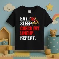 Eat Sleep Check My Lineup Repeat Fantasy Football Toddler T-Shirt thumb 3