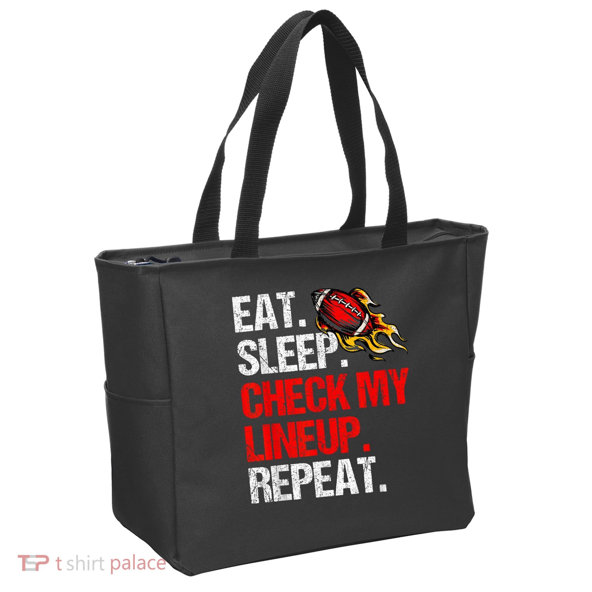 Eat Sleep Check My Lineup Repeat Fantasy Football Tote Bag