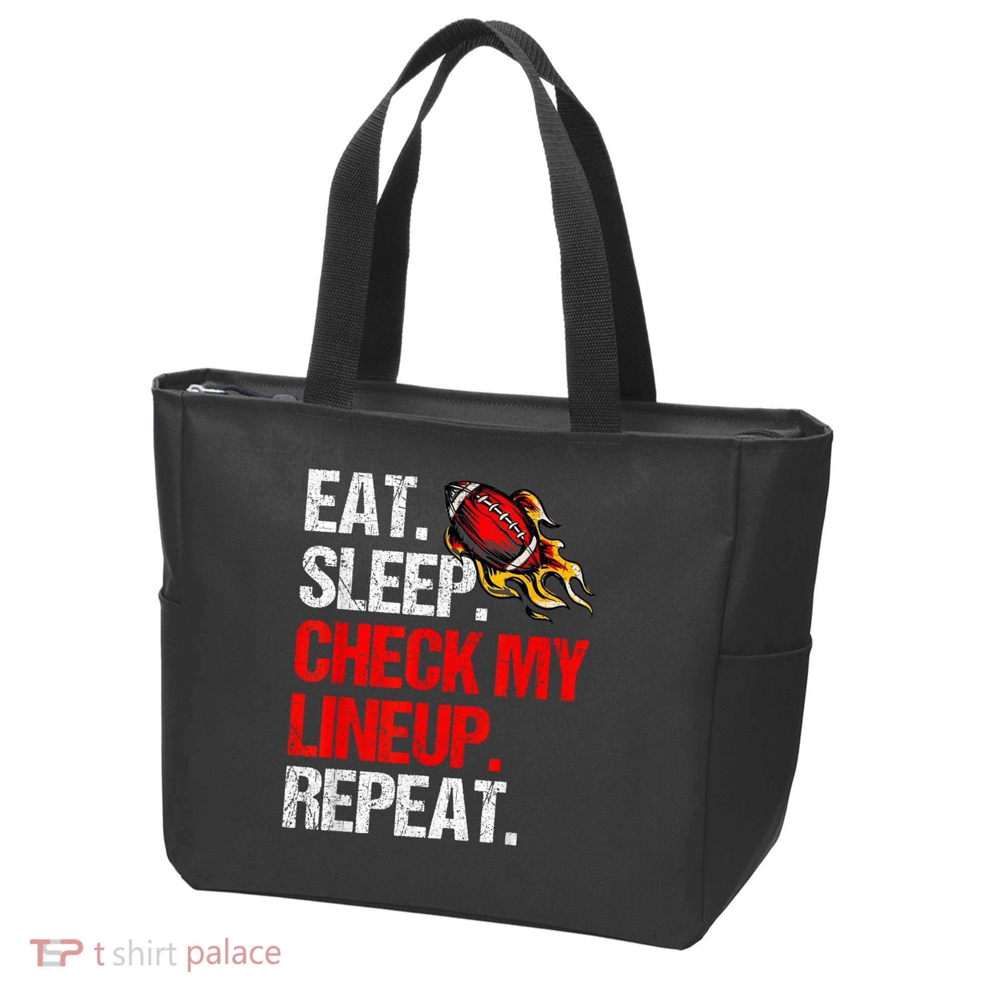 Eat Sleep Check My Lineup Repeat Fantasy Football Tote Bag