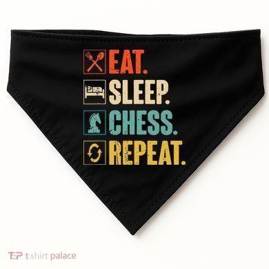 Eat Sleep Chess Repeat Funny Retro Vintage Chess Gift USA-Made Doggie Bandana