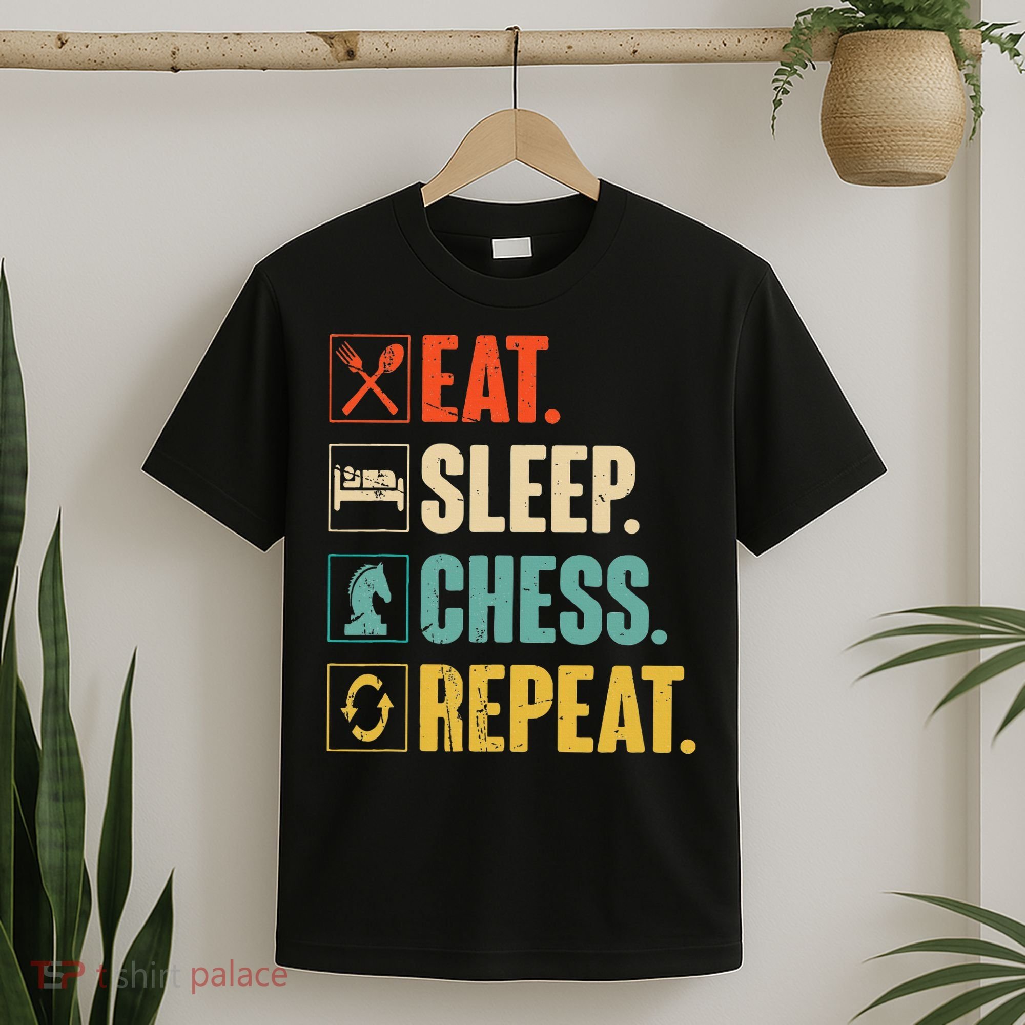 Eat Sleep Chess Repeat Funny Retro Vintage Chess Gift T-Shirt