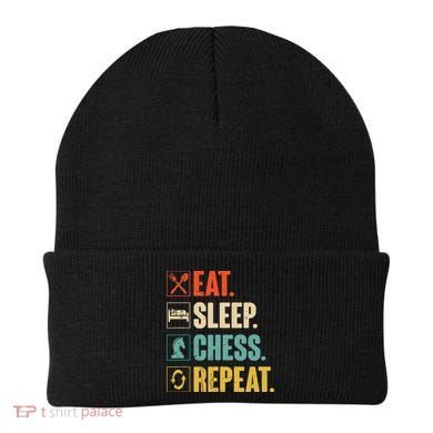 Eat Sleep Chess Repeat Funny Retro Vintage Chess Gift Beanie
