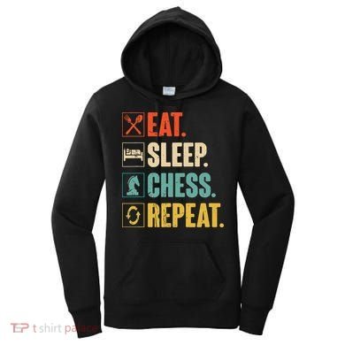Eat Sleep Chess Repeat Funny Retro Vintage Chess Gift Women's Hoodie