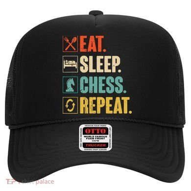 Eat Sleep Chess Repeat Funny Retro Vintage Chess Gift Hat
