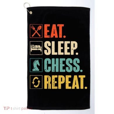 Eat Sleep Chess Repeat Funny Retro Vintage Chess Gift Golf Towel