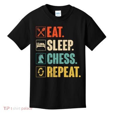 Eat Sleep Chess Repeat Funny Retro Vintage Chess Gift Kids T-Shirt