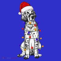 English Setter Dog Christmas Wearing Hat Santa Lights Sweatshirt thumb 3