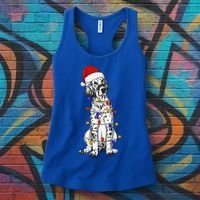 English Setter Dog Christmas Wearing Hat Santa Lights Women's Tank Top thumb 3