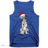 English Setter Dog Christmas Wearing Hat Santa Lights Tank Top thumb 0