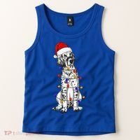English Setter Dog Christmas Wearing Hat Santa Lights Tank Top thumb 2