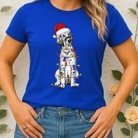 English Setter Dog Christmas Wearing Hat Santa Lights Women's T-Shirt thumb 2