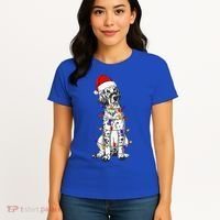 English Setter Dog Christmas Wearing Hat Santa Lights Women's T-Shirt thumb 4
