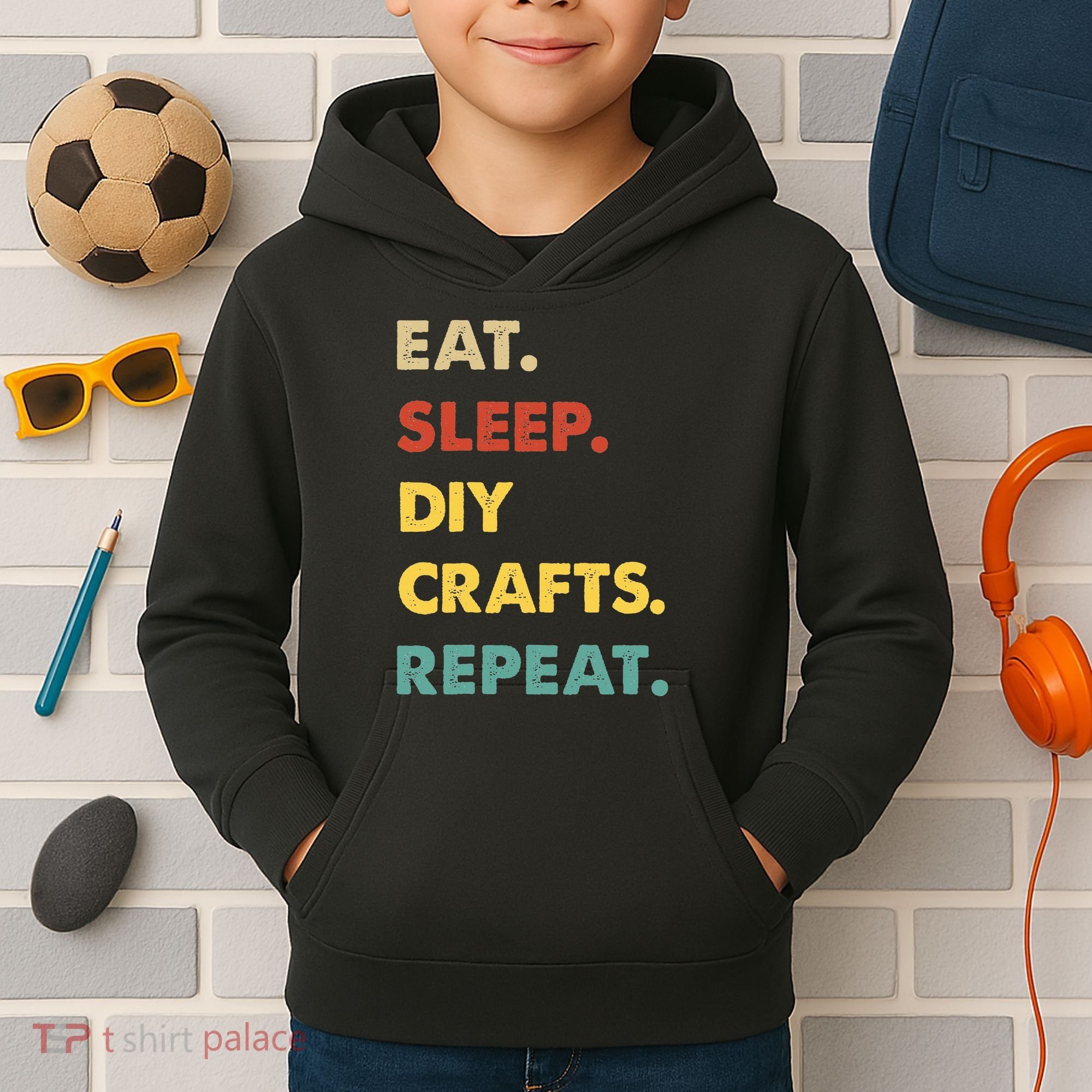 Eat Sleep Diycrafts Repeat Funny Diycrafts Lover Kids Hoodie