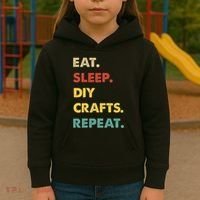 Eat Sleep Diycrafts Repeat Funny Diycrafts Lover Kids Hoodie thumb 3